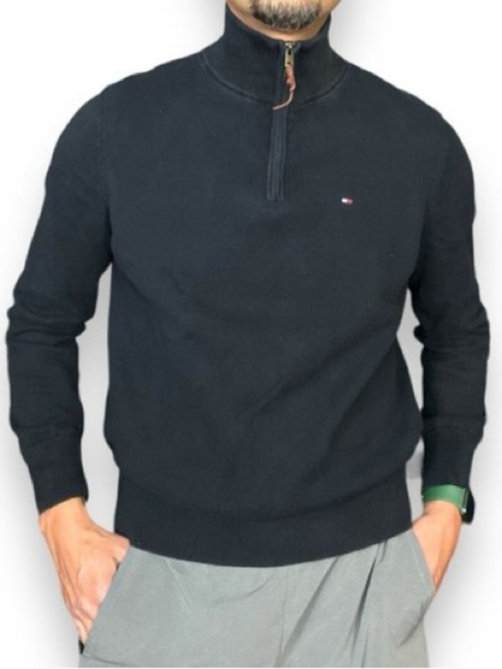 Tommy Hilfiger Men’s navy Half-Zip Knit Sweater